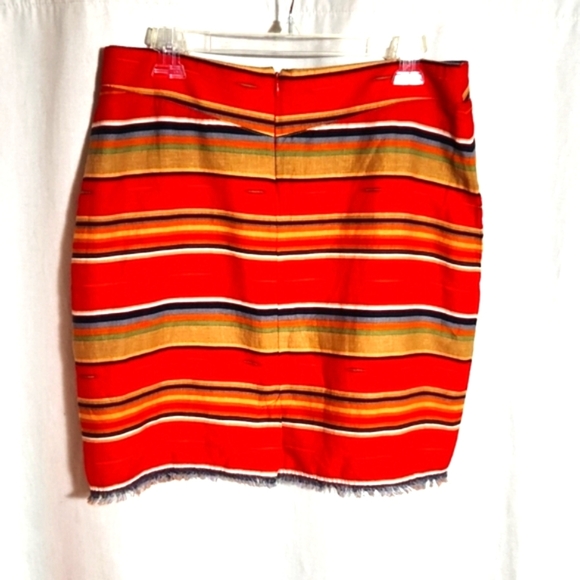 NEW Ryan Michael Aztec Navajo Blanket Linen Blend Striped Skirt Size 10 - Picture 9 of 9